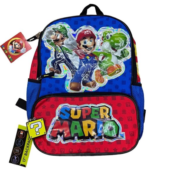 Nintendo Super Mario Bros NWT Book Bag Mario Luigi Yoshi Adjustable - Picture 1 of 6